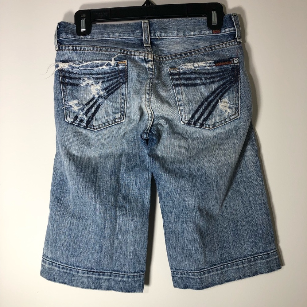 7 for All Mankind Dojo Bermuda Jean Denim Shorts Light Wash